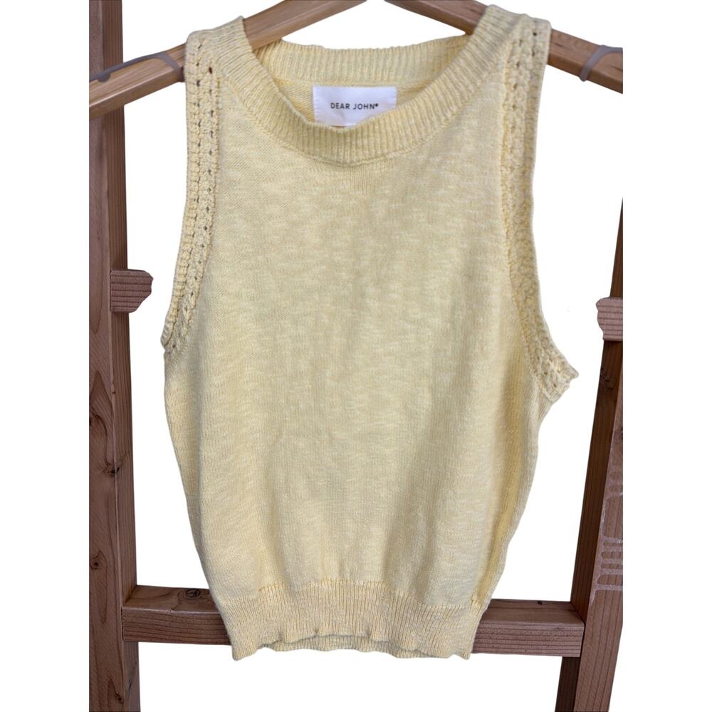 NWT Dear John Yellow Cotton Eyelet Knit Sweater Tank Top Size XS
